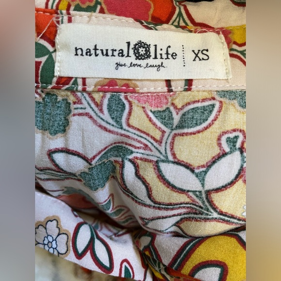 EUC Natural Life Twiggy Shirt Dress Tan Floral size XS 100% Rayon - Picture 7 of 7